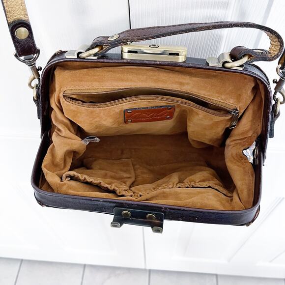 Patricia Nash Gracchi Embossed Leather Satchel - Picture 12 of 13